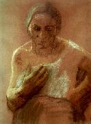 kathe kollwitz arbetarkvinna med handen framfor brostet oil painting on canvas